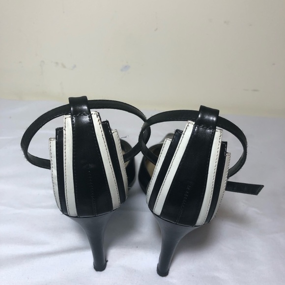 Elegant Black and White Genuine Leather Women's Heels - Picture 6 of 6